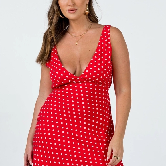 Princess Polly Red Polka Dot Mini Dress - Picture 2 of 10